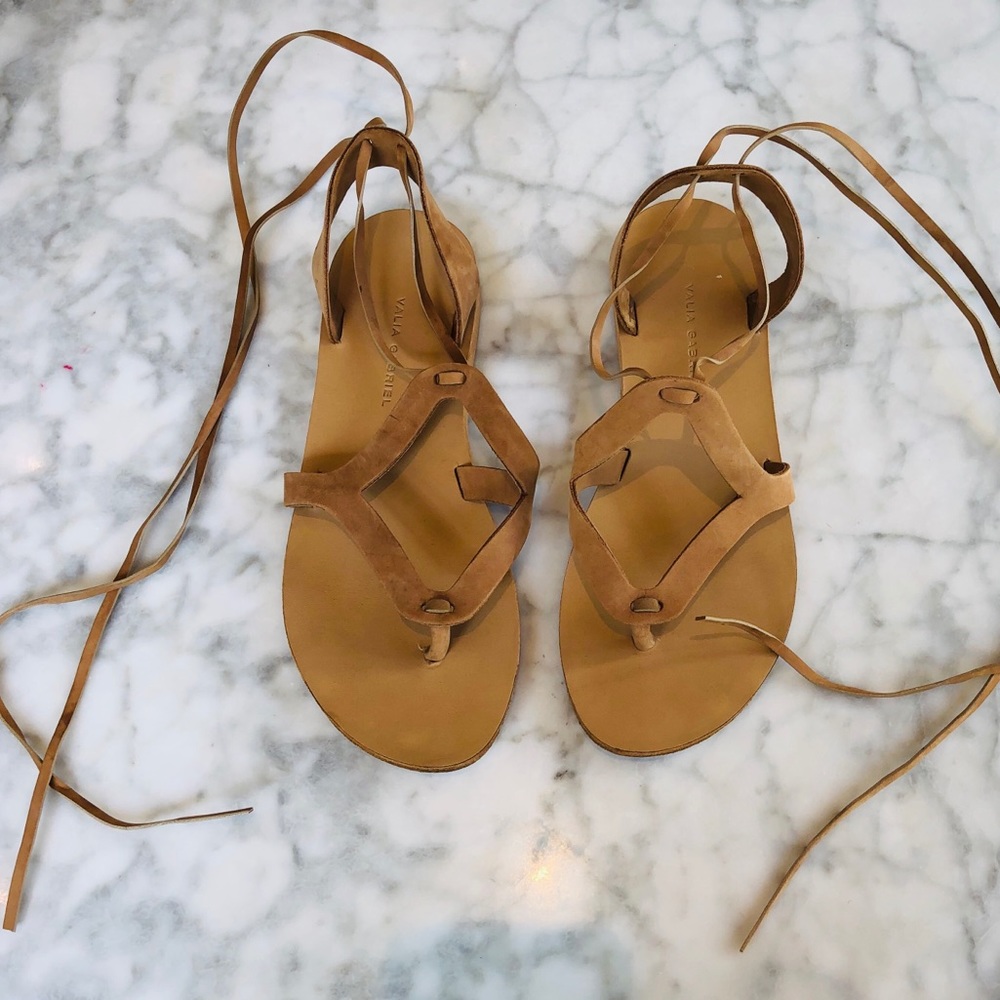 Valia Gabriel leather ankle wrap sandals
